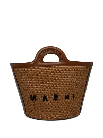 Marni Small Tropicalia Tote Bag In Brown