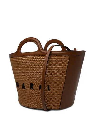 Marni Small Tropicalia Tote Bag In Brown
