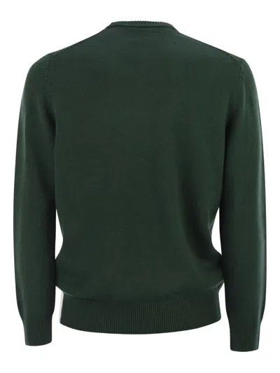 Mc2 Saint Barth Heron Embroidery Jacquard Sweater In Green