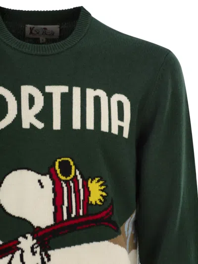 Mc2 Saint Barth Heron Embroidery Jacquard Sweater In Green