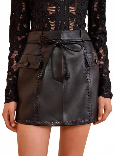 Ulla Johnson Luna Leather Mini Skirt In Noir In Black