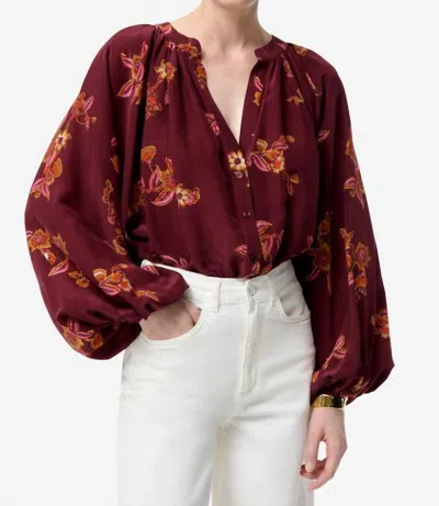 Vanessa Bruno Edme Long Balloon Sleeves Blouse In Burgundy In Burgundy