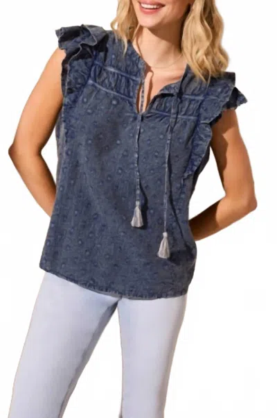 Tribal Frill Sleeve Blouse In Scubablue In Multi