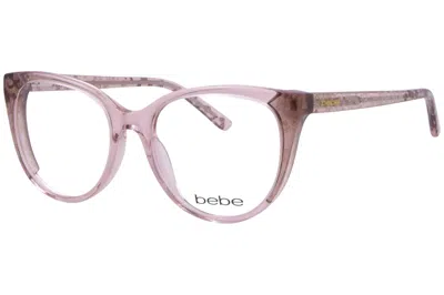 Bebe Women's Bb5208 Full Rim Cat Eye Eyeglasses In Topaz Animal / Crystal Peach In Brown