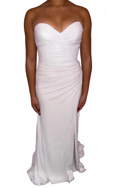 Alyce Paris Strapless Chiffon Sweetheart Gown In White In Multi