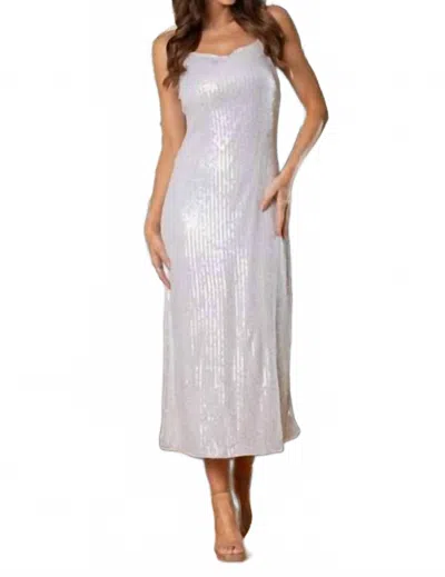 Stylish Wholesale Sequin Chain Strap Dress In White/silver In Silver