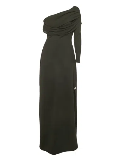 Pre-owned Chats By C.dam One-shoulder Cut-out Maxi Dress In Black
