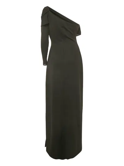 Pre-owned Chats By C.dam One-shoulder Cut-out Maxi Dress In Black