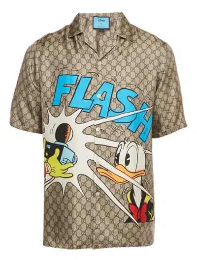 Pre-owned Gucci X Disney Gg-pattern Shirt In Neutral