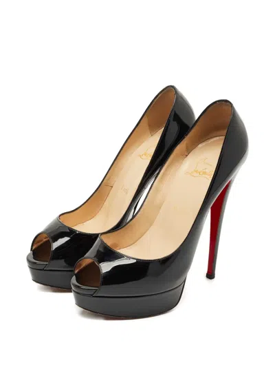 Pre-owned Christian Louboutin Lady Peep Peep-toe Platform Pumps In Black