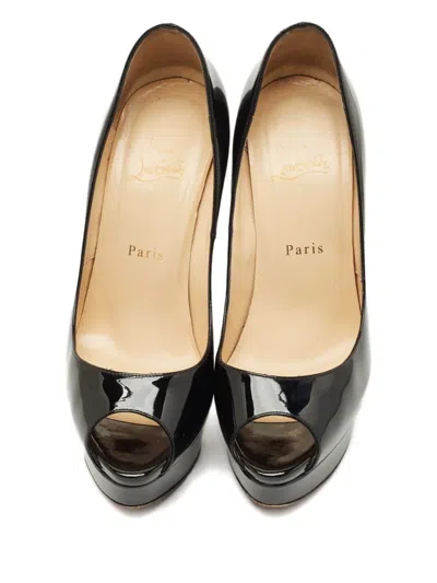 Pre-owned Christian Louboutin Lady Peep Peep-toe Platform Pumps In Black