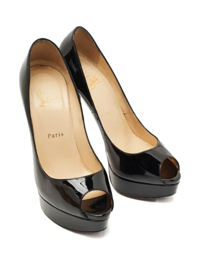Pre-owned Christian Louboutin Lady Peep Peep-toe Platform Pumps In Black