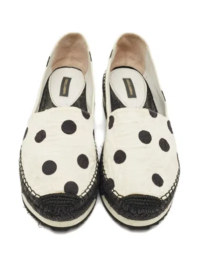 Pre-owned Dolce & Gabbana Polka-dot Espadrille In Neutral