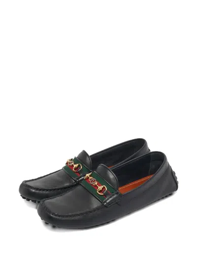 Pre-owned Gucci Web-detail Loafers In Black