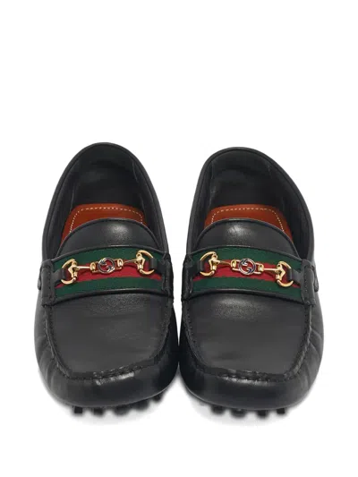 Pre-owned Gucci Web-detail Loafers In Black