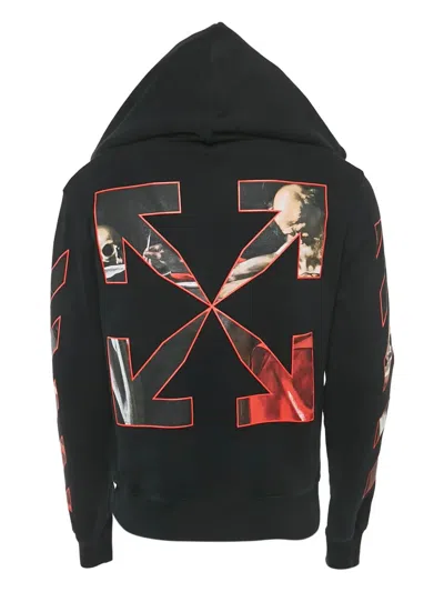 Pre-owned Off-white Printed Hoodie In Black