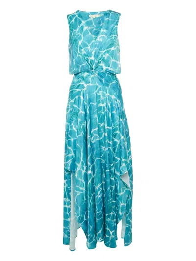Pre-owned Maje Asymmetric Maxi Dress In Blue