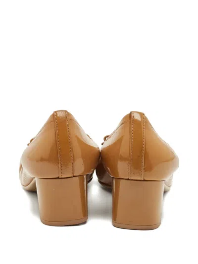 Pre-owned Prada Cap-toe Bow Pumps In Brown