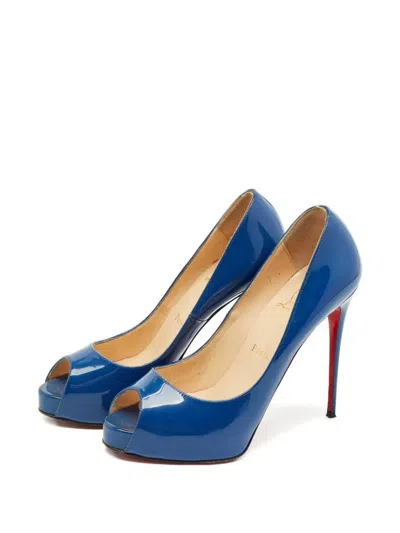 Pre-owned Christian Louboutin Prive Peep-toe Pumps In Blue