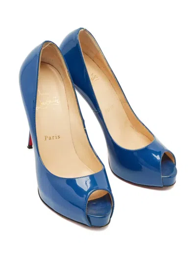 Pre-owned Christian Louboutin Prive Peep-toe Pumps In Blue