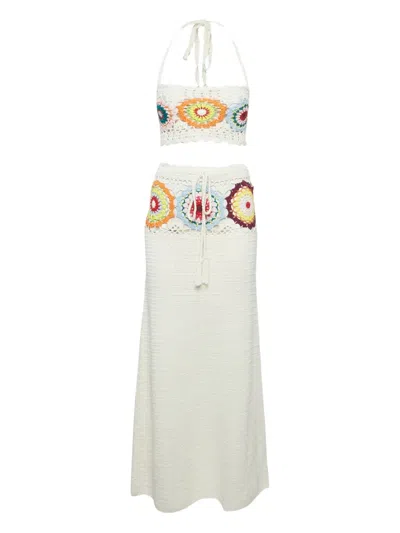 Pre-owned Lovers & Friends Crochet Top And Skirt In White