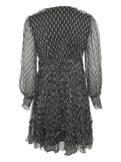 Pre-owned Sandro Floral-print Long-sleeve Dress In Black