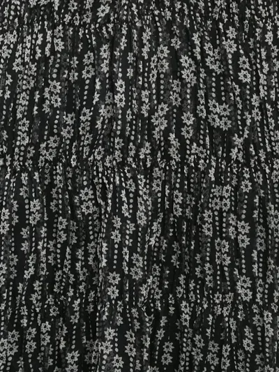 Pre-owned Sandro Floral-print Long-sleeve Dress In Black