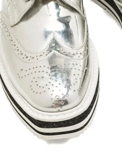Pre-owned Prada Patent-leather Derby Sneakers In Silver