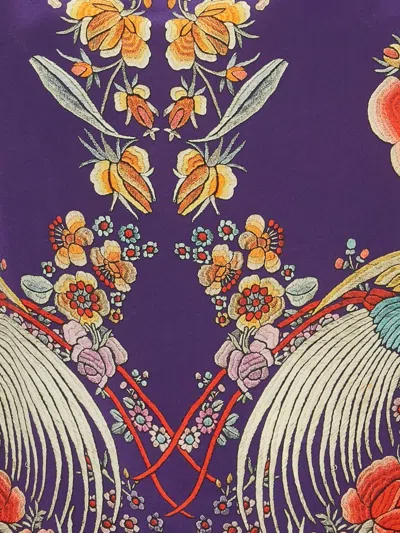 Pre-owned Roberto Cavalli Floral-print Silk Top In Purple