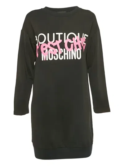 Pre-owned Boutique Moschino Logo-print Long Sweatshirt In Black