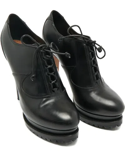 Pre-owned Alaïa Lace-up Platform-heel Pump In Black