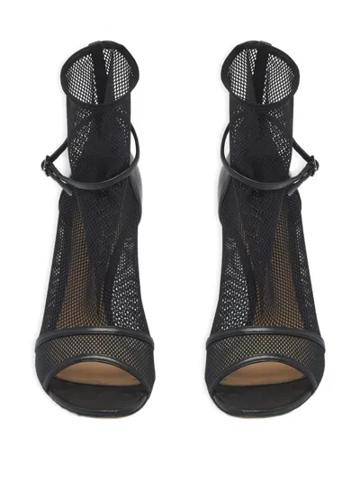 Pre-owned Gianvito Rossi 1187283 Mesh Leather Ankle Boots In Black