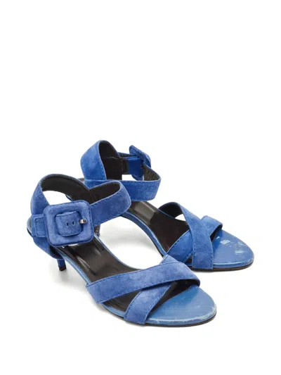 Pre-owned Roger Vivier Vintage Criss-cross Buckle Sandals In Blue
