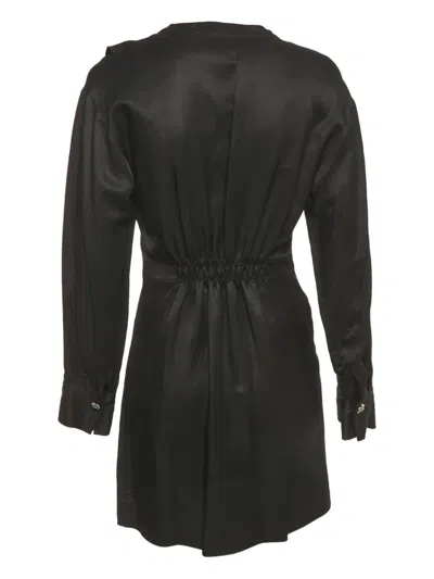 Pre-owned Sandro Ruffle-trim Mini Dress In Black