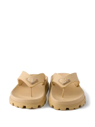 Prada Rubber Thong Sandals In Neutral
