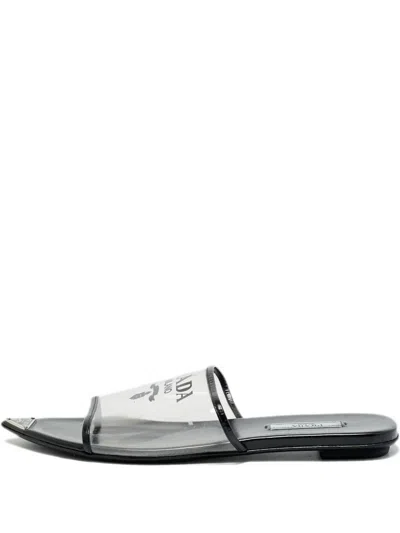 Pre-owned Prada Transparent Slides In White