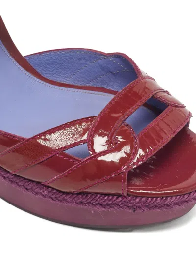 Pre-owned Sergio Rossi 1197048 Patent Platform Sandal In Red