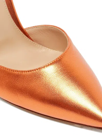 Pre-owned Gianvito Rossi Fleur Leather Sandals In Orange