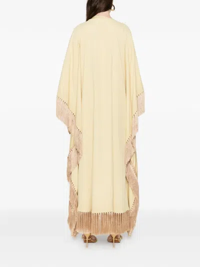 Taller Marmo Tassel-trims Shift Asymmetric Kaftan Dress In Neutral