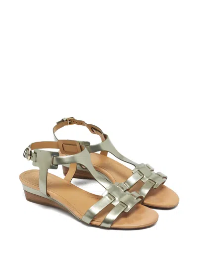Pre-owned Tod's Metallic-effect Leather Sandals In Silver