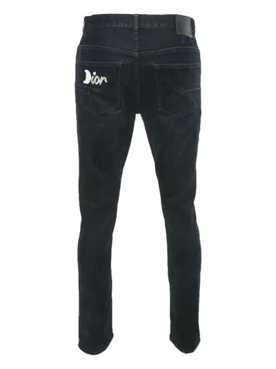Pre-owned Dior Velvet-logo Jeans In Black