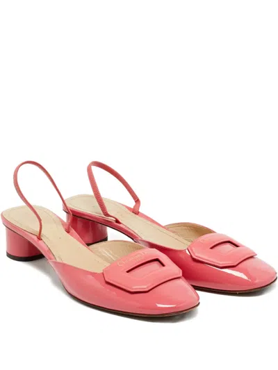Pre-owned Dior Patent Leather Slingback Shoes In Pink