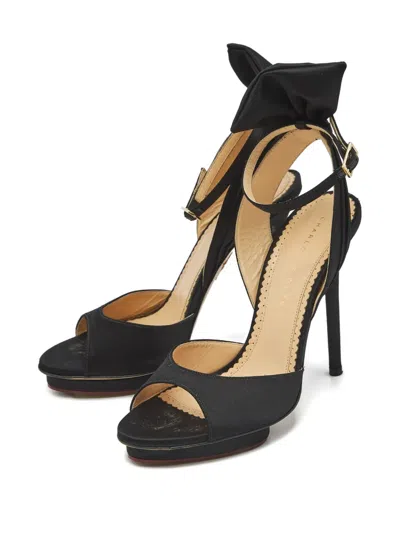 Pre-owned Charlotte Olympia Bow Ankle-strap Sandals In Black