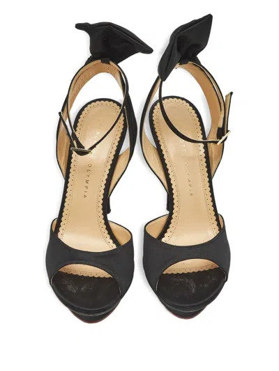 Pre-owned Charlotte Olympia Bow Ankle-strap Sandals In Black