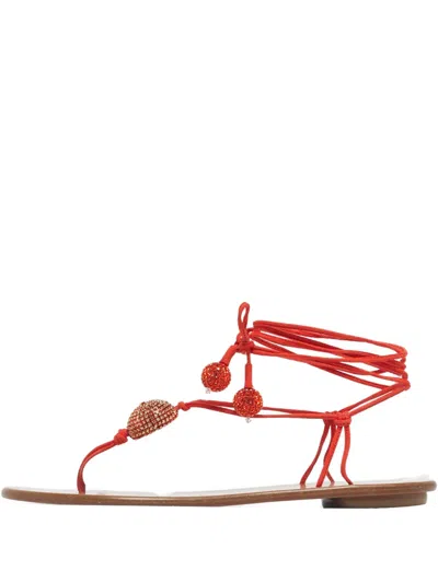 Pre-owned Aquazzura Tie-fastening Sandals In Orange