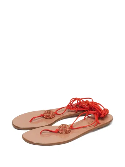 Pre-owned Aquazzura Tie-fastening Sandals In Orange