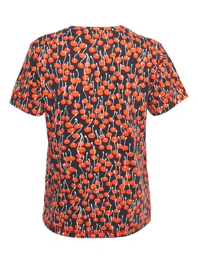 Pre-owned Victoria Beckham Cherry-print Cotton T-shirt In Blue