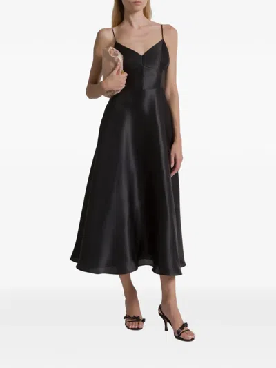 Alberta Ferretti Spaghetti-strap Midi Dress In Black