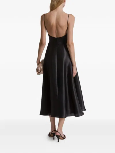 Alberta Ferretti Spaghetti-strap Midi Dress In Black