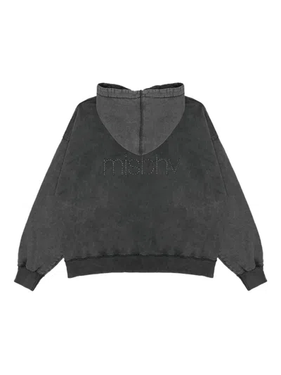 Misbhv Embellished-cross Hoodie In Gray
